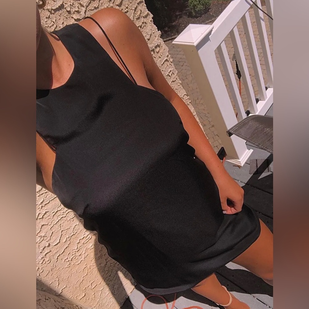 Revolve Black Satin Dress